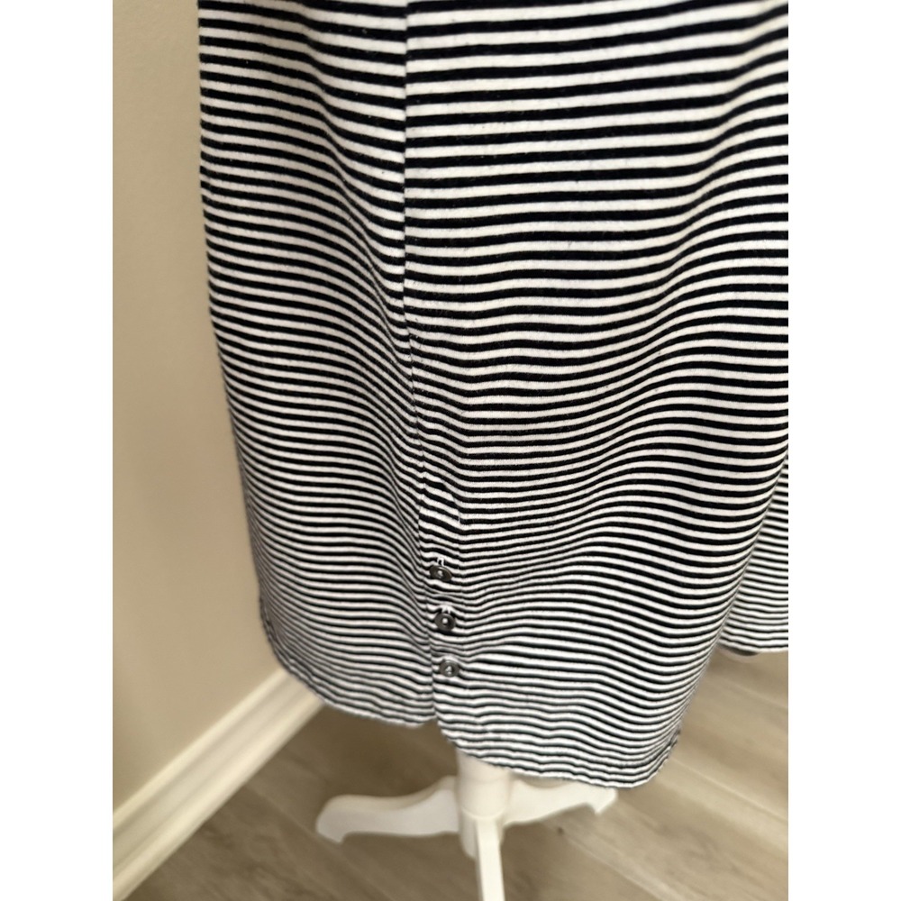 J Jill Perfect Pima Dress Medium Black White Striped 3/4 Sleeve Casual Knit - Picture 7 of 9